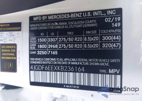 2019 Mercedes-Benz Gls 450 4Matic z USA, uszkodzony, nr VIN 4JGDF6EEXKB236164